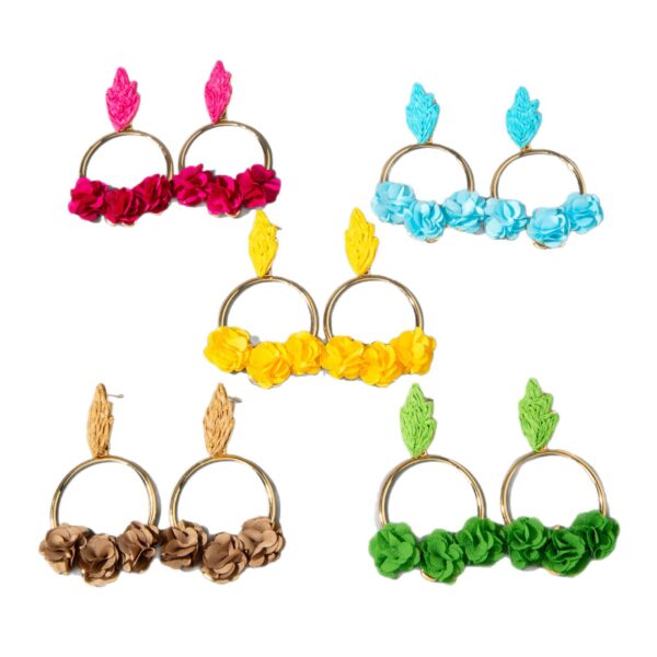 Wholesale Colorful Raia Woven Floral Earrings