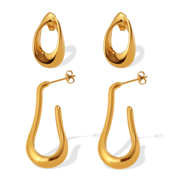 Wholesale Stainless steel 18K gold-plated hollow irregular U-shaped earrings