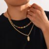 Wholesale Men's round bead layered Virgin pendant necklace