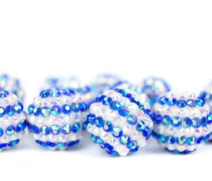 Wholesale 5pcs 20MM Blue Resin Rhinestone Beads 5PCS Bubblegum Beads