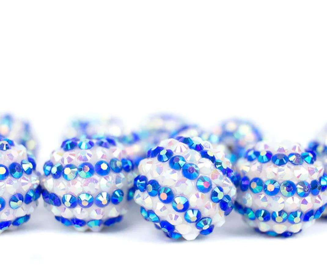 Wholesale 20MM Blue Resin Rhinestone Beads Bubblegum Beads