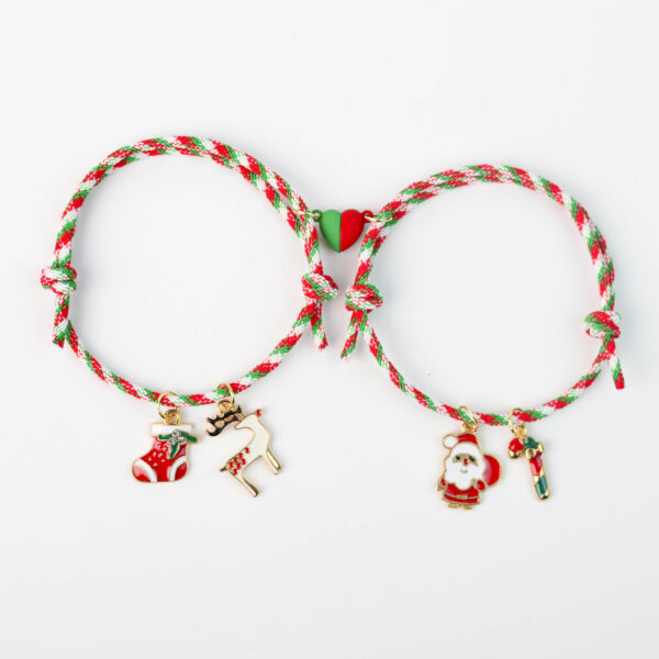 Wholesale Christmas Love Magnet Woven Couple Bracelet
