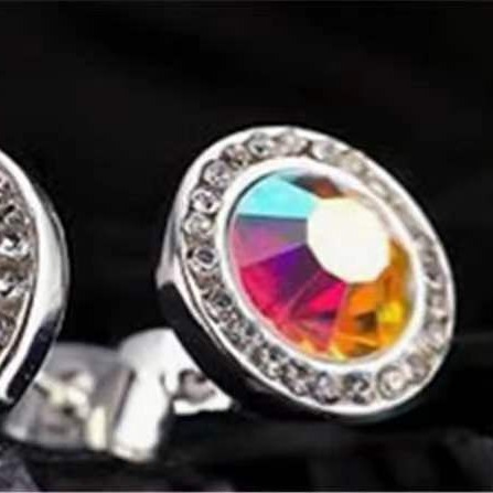 Wholesale Single round diamond set with zircon earrings