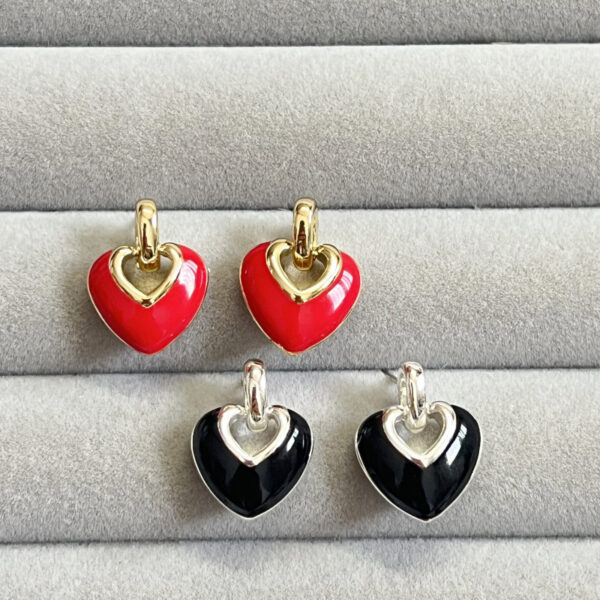 Wholesale Heart shaped Double-sided Glaze Drop Earrings