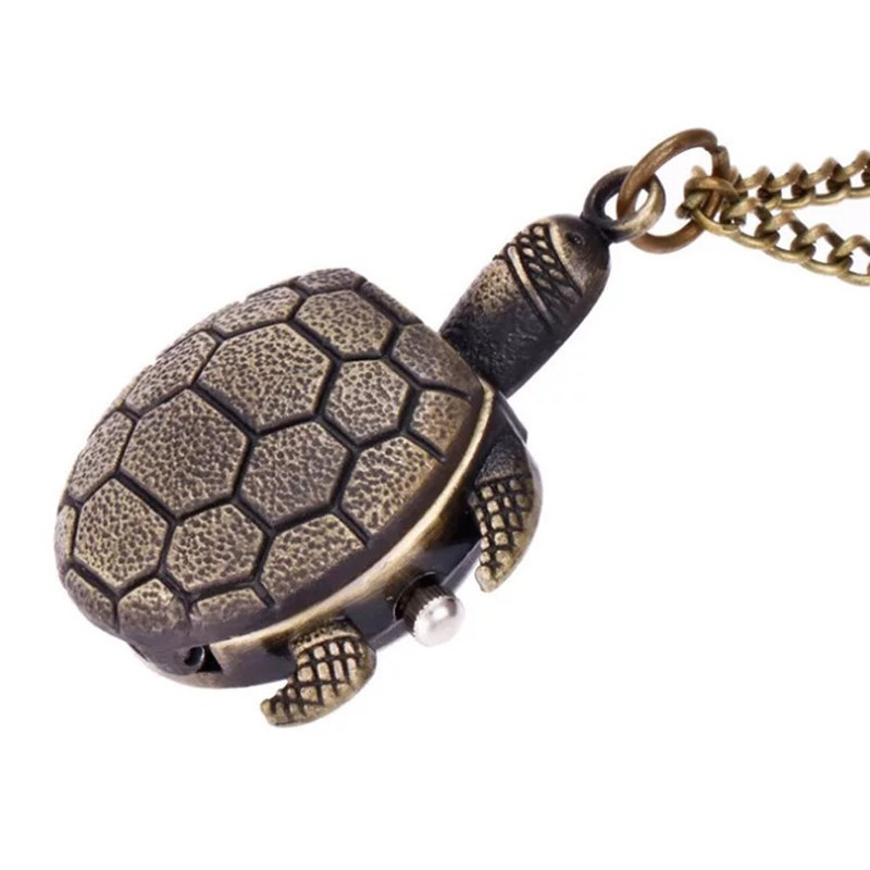 Wholesale Flip quartz watch cute cartoon little turtle necklace hanging watch