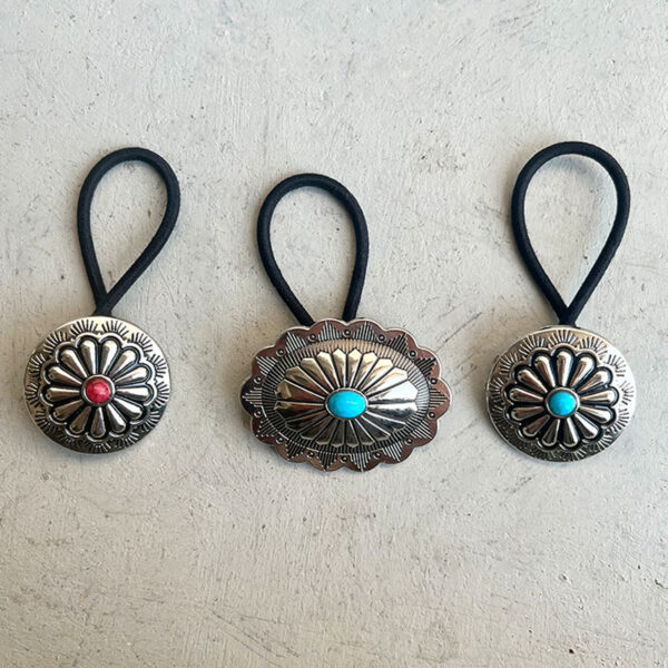 Wholesale Western style retro pumpkin flower turquoise headband