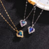 Wholesale Colored Crystal Peach Heart Titanium Steel Jewelry Necklace