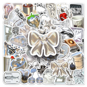 Wholesale 50 Cool Silver Strawberry Bow Graffiti Stickers