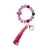 Wholesale Colored bead cross silicone bead tassel keychain