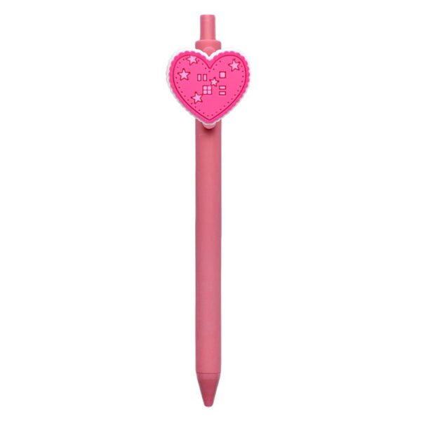 Wholesale Pink Heart Pen Pvc Soft Glue Push-Type Ballpoint Pen DIY Patch Pen Student Stationery