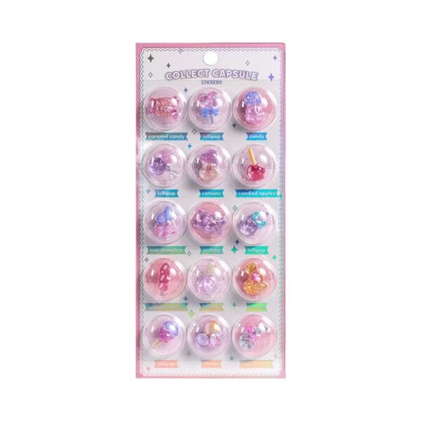 Wholesale 3D Capsule Creative Illustration Relief Crystal 3D Children's Stickers Craft Educational Reward Mobile Phone Camera Decoration Stickers