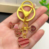 Wholesale Valentine's Day Oil Dripping Red Sprinkled Gold Love Heart Keychain