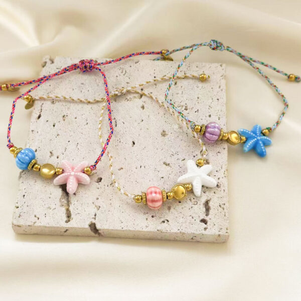 Wholesale Ocean Starfish Ceramic Bohemian Adjustable Titanium Steel Bracelet