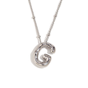 Party Balloon Letter Pendant Necklace-steel color-G