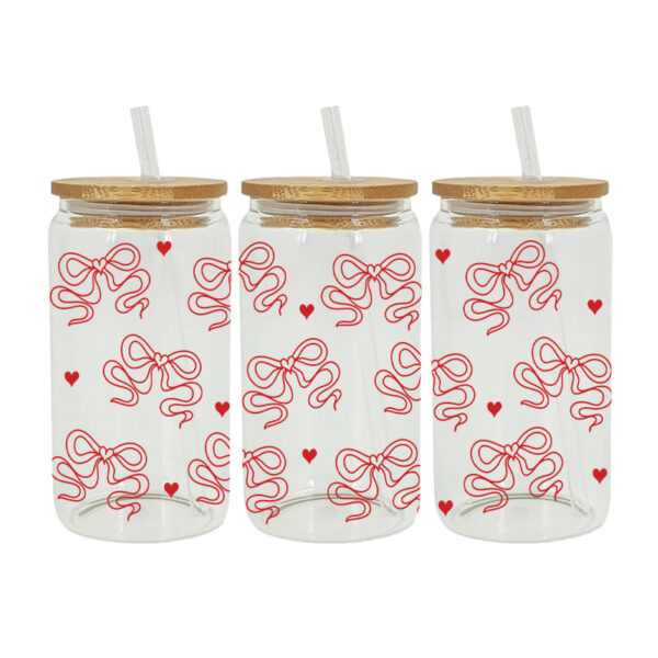 Wholesale Pink Cartoon Bow 16oz Cup UV DTF Wraps