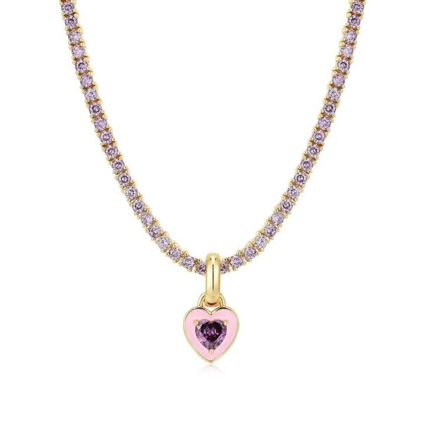 Wholesale Colorful zircon emerald love pendant titanium steel necklace