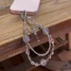 Wholesale Pink Sun Crystal Beaded Phone Strap Keychain