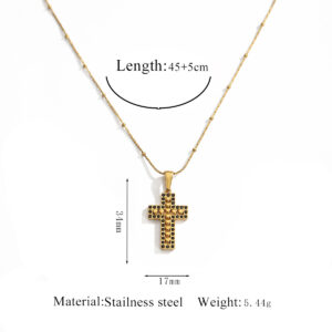 1 gold diamond cross necklace 4-black