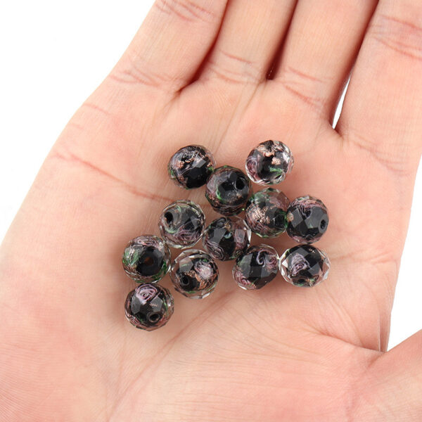 Wholesale Golden Sand Flower Glass Round Abacus Beads