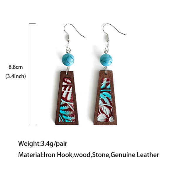 Wholesale Western style turquoise patchwork leopard print earrings