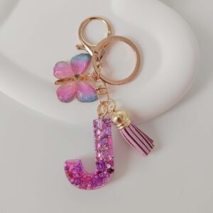 Purple letters-j / Purple letter keychain pendant