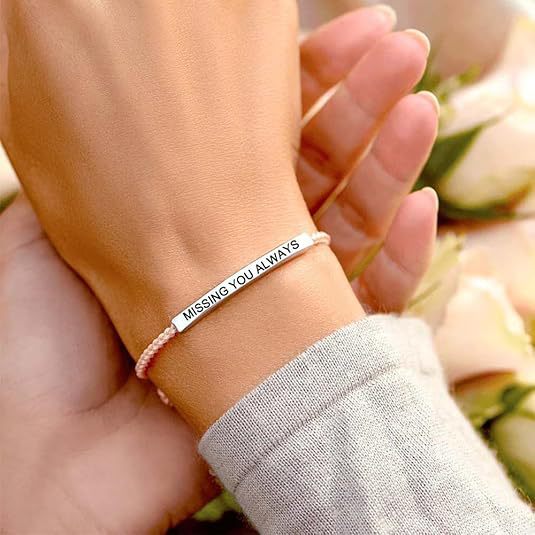 Wholesale Amazon Cross-Border Best-Selling Stainless Steel Elbow Inspirational Text Adjustable Length Women's Braided Bracelet with Card