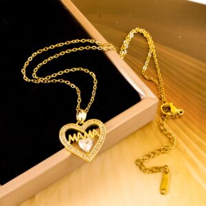 Xl1497 double heart love mom necklace gold