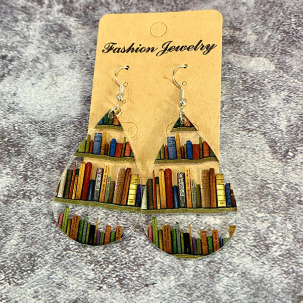 Wholesale Waterdrop Splicing Bookshelf Acrylic Teacher's Day Earrings