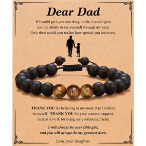 Dear dad card + tiger eye black matte bracelet