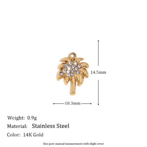 Diamond Coconut Tree Pendant-Gold
