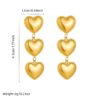Wholesale Polished gold-plated heart-shaped long stainless steel earrings