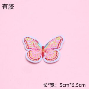 Pink butterfly patch - adhesive backing