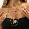 Wholesale Pattern Heart Pendant Gemstone Clavicle Necklace