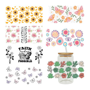 Wholesale UV transfer sticker glass crystal label Crystal sticker cross-border special sticker for 16oz glass cup 23cmX11cm