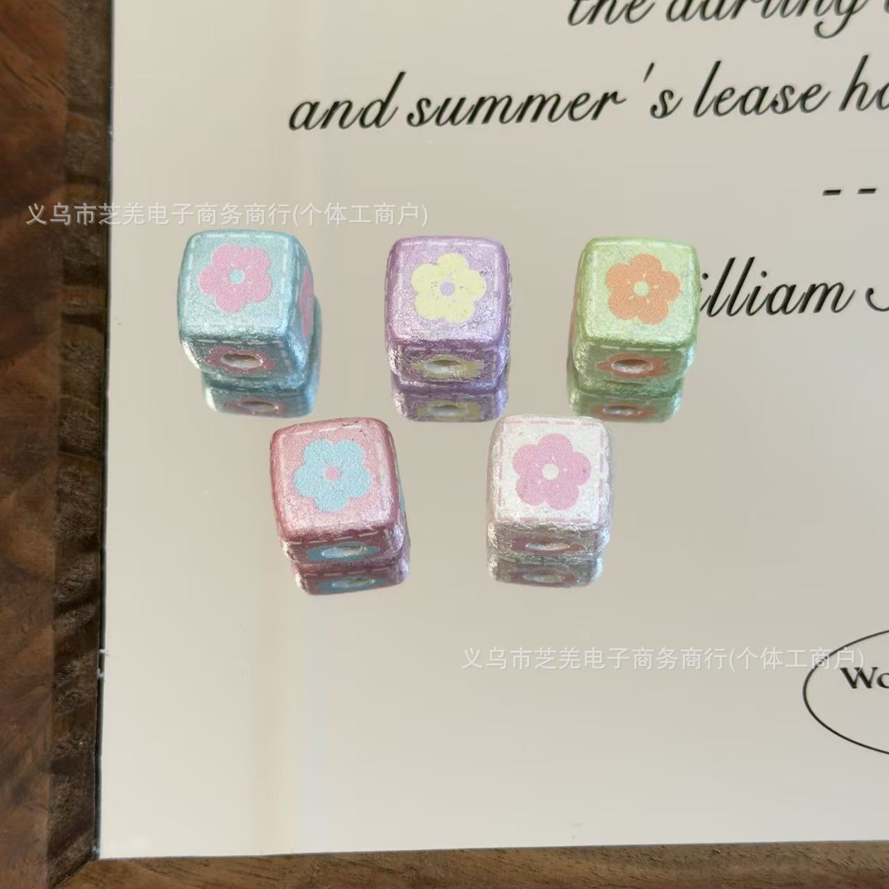 Wholesale pearl wrinkled skin flower block acrylic beads