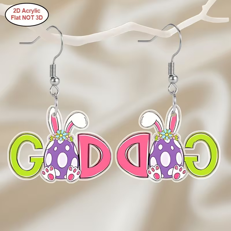 Wholesale Colorful letter rabbit ears Easter e acrylic earrings