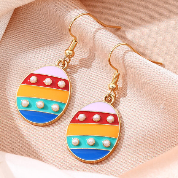 Wholesale Cartoon Printed Easter Egg Oil Earrings Light Luxury Niche Earrings Cute Earrings