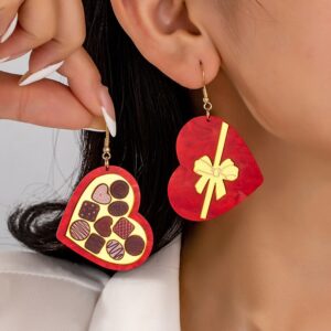 Wholesale Love Gift Box Cute Asymmetric Acrylic Earrings