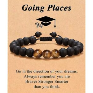 Going place card + tiger eye stone black frosted bracelet
