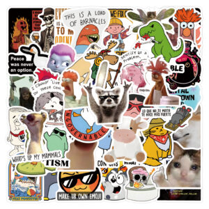 Wholesale 55pcs of fun, cartoonish, and hilarious Waterproof Vinyl Stickers