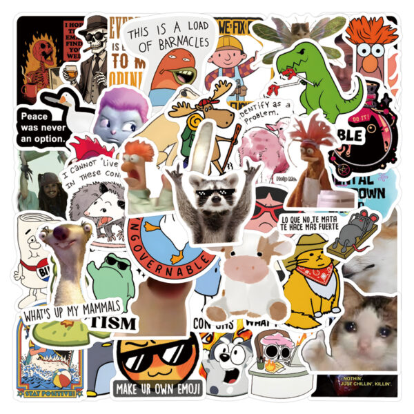 Wholesale 55pcs of fun, cartoonish, and hilarious Waterproof Vinyl Stickers