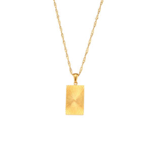 Striped geometric pendant necklace-rectangular