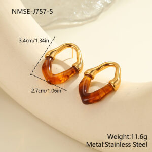 NMSE-J757-5 Brown Earrings / 18K