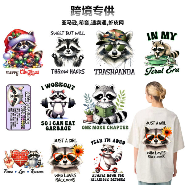 Wholesale Fun Raccoon UV DTF Ready to Press Transfers Wraps