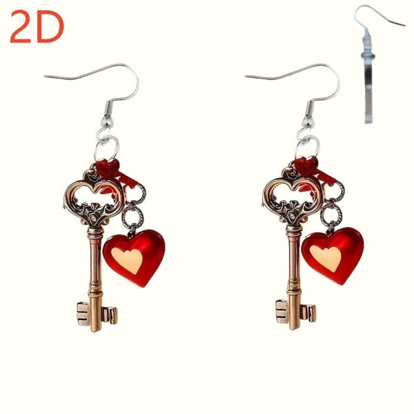 Wholesale Valentine's Day Red Key Acrylic Earrings
