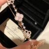 Wholesale Pink Four-leaf Clover Bracelet Micro-inlaid Zircon Hollow Luxury Jewelry