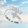 Wholesale Silver engraved cross with adjustable opening ring