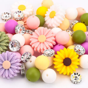 Wholesale Little Daisy Silicone Beads suit Bag Diy Bracelet Beaded