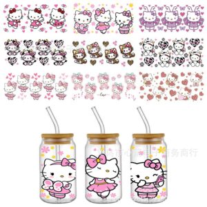Wholesale Cute HelloKitty stereo UV DTF transfer crystal transparent stickers waterproof scratch resistant cartoon wholesale cross-border