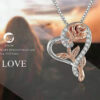 Wholesale Diamond studded heart-shaped rose necklace